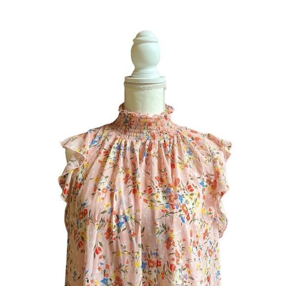 Code X Mode Mock Neck Style Pink Floral Ruffle Dress US Women’s S - Picture 2 of 10